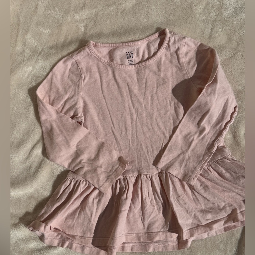GAP Kids Light Pink Long Sleeve Peplum Shirt